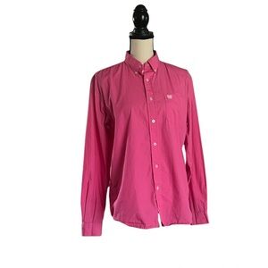Cinch vibrant pink solid button down western shirt. Size 16-18.